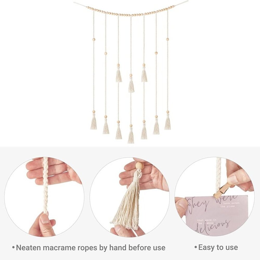 NEW Macrame Hanging Photo Display Wall Decor with String Lights - Picture 7 of 8